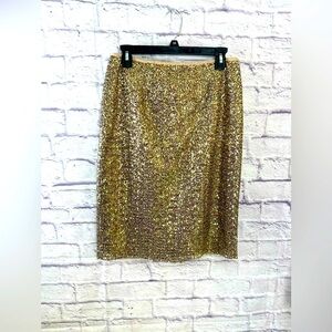Chico’s Sequin Pencil Skirt Gold Bronze Size 0 (US‎ 4/6)